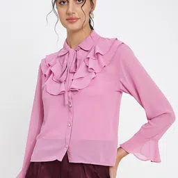Madame Tie Up Neck Shirt Style Top-picture-18