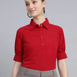 FITHUB Spread Collar Shirt Raglan Sleeves Style Formal Top-picture-14