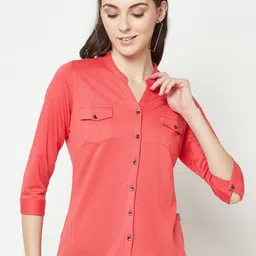 Crimsoune Club Mandarin Collar Cuffed Sleeves Shirt Style Top-picture-35