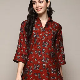Biba Orange Conversational Printed Shirt Style Top-picture-26