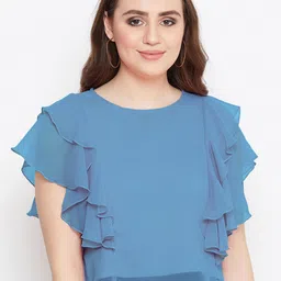 Bitterlime Blue Ruffles Top image 1