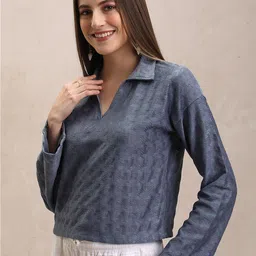 Tokyo Talkies Blue Shirt Style Top image 5