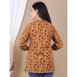 A&K Floral Print Mandarin Collar Cotton Shirt Style Top image 5