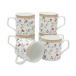 JCPL  Set of 6 White & Green Floral Printed Ceramic Glossy Cup image 3