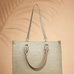 Mast & Harbour Beige Textured Structured Handheld Bag-picture-43