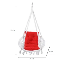 swingzy Round L shape Fabric Swing in White & Red Colour image 3