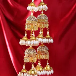 Adwitiya Collection Gold-Plated Pearls Beaded Bridal Layered Kaleeras image 1