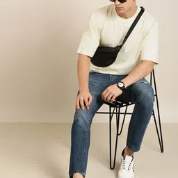DILLINGER Men Cream-Coloured Pure Cotton Drop-Shoulder Sleeves Oversized Fit T-shirt image 5