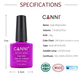 CANNI Gel Color System Coat Color Soak-Off UV & LED Nail Polish-Elegant Purple 244 image 2