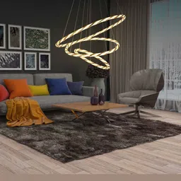 smartway lighting LumiHoop LED Smart Voice Assist Chandelier Metal in White image 3