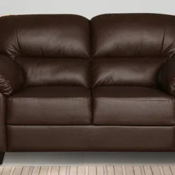 woodsworth from pepperfry Bari Leatherette 2 Seater Sofa In Dark Brown Colour image 1