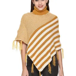 BAESD Striped Turtle Neck Woollen Poncho Sweater-picture-14