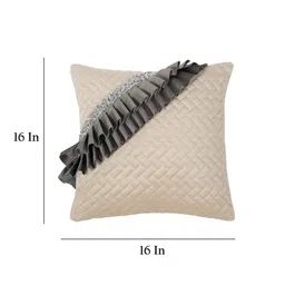 hosta homes Ivory & Grey Velvet Textured 20x20 inches (Set of 2) Cushion Covers image 3