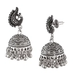 Ozanoo Oxidised Silver Plated Long Triple Layer Beaded Mala Jewellery Set image 4