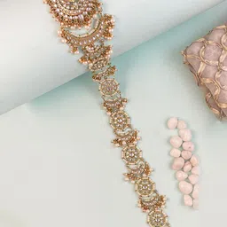 KARATCART Gold-Plated Kundan-Studded  Bridal Wedding Head Chain image 1