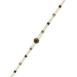 FEMMIBELLA Gold-Plated Artificial Beads Studded Matha Patti Head Jewellery image 2
