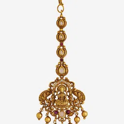 Kushal's Fashion Jewellery Gold-Plated Artificial Stones Studded Maang Tikka image 2