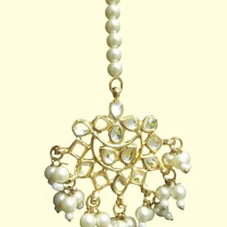 Runjhun Gold-Plated Kundan Studded Maang Tikka Head Jewellery image 3