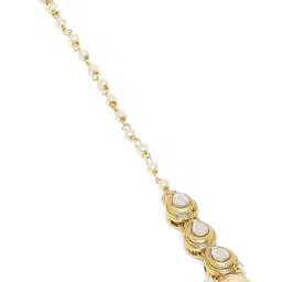 OOMPH Set Of 3 Kundan Studded & Beaded Maang Tikkas image 3