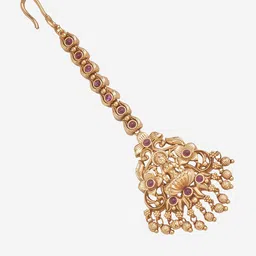 Kushal's Fashion Jewellery Gold-Plated Artificial Stones Studded Maang Tikka image 3