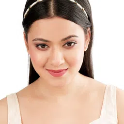 FEMMIBELLA Gold-Plated Artificial Beads Studded Matha Patti Head Jewellery image 4