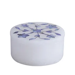 Aapno Rajasthan Blue & White Floral Design Marble Jewellery Box image 5