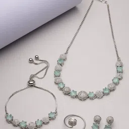 Kennice Rhodium-Plated American Diamond Studded Jewellery Set-picture-20