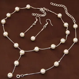 Jewels Galaxy Silver-Plated Pearl Studded Jewellery Set-picture-43