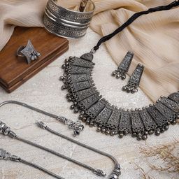 TEEJH Kushaya Silver-Plated Oxidized Jewelry Gift Set-picture-14