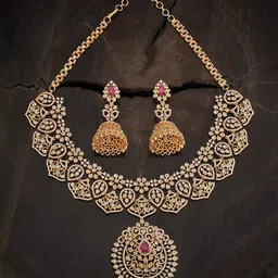Kushal's Fashion Jewellery Gold Plated Zircon-Studded Ethnic Jewellery Set-picture-55