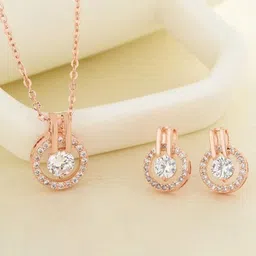 MYKI Rose Gold-Plated CZ Pendant With Earrings-picture-28