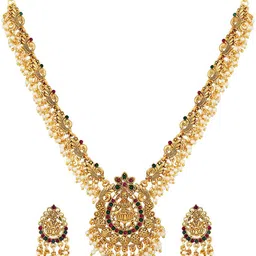 Shining Diva Gold Plated Artificial Stones-Studded & Beads Beaded Necklace & Earrings-image-96