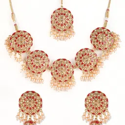 Jazz and Sizzle Gold-Plated Kundan-Studded & Beaded Jewellery Set-picture-20