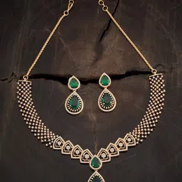 Kushal's Fashion Jewellery Gold Plated Cubic Zirconia Studded Necklace & Earrings-picture-57