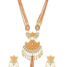 Runjhun Gold Plated Kundan Studded Necklace & Earrings-picture-32