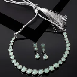 Kennice Rhodium-Plated AD-Studded Jewellery Set-picture-43