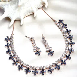 KARATCART Rose Gold-Plated CZ-Studded Jewellery Set-picture-10