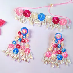 Sangria Gold-Plated Beaded Necklace and Earrings-image-48