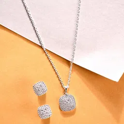 Clara 925 Sterling Silver Rhodium Plated CZ Stone Studded Jewellery Set-picture-11