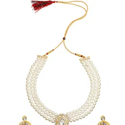 Shining Jewel - By Shivansh Gold-Plated CZ-StuddedNecklace & Earring Set-picture-31