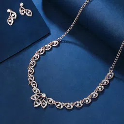 Yellow Chimes Rose Gold-Plated A5 Crystal Stone Studded Jewellery Set-picture-34
