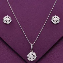 KAI JEWEL 92.5 Sterling Silver Rhodium-Plated Cubic Zirconia Studded Jewellery Set-picture-49