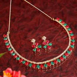 Kennice Women Gold-Plated AD-Studded Jewellery Set image 1