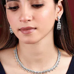 Peora Silver-Plated Cubic Zirconia-Studded Jewellery Set-picture-19