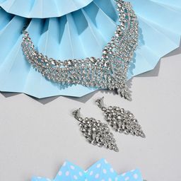 SOHI Silver-Plated Stone-Studded Necklace & Earrings-picture-13