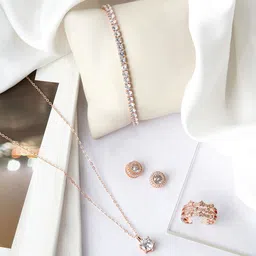 JOKER & WITCH Rose Gold-Toned Artificial Stones Studded Jewellery Set-picture-39