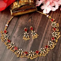 KARATCART Gold-Plated Kundan Stone Studded Jewellery Set-picture-25