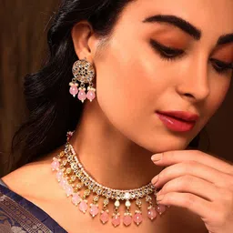 Priyaasi Gold-Plated Kundan-Studded & Beaded Jewellery Set-picture-25