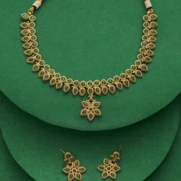 TEEJH Tanrika Gold Plated Ruby Studded Jewellery Set-picture-25
