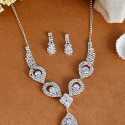 Silvermerc Designs Silver-Plated AD-Studded Jewellery Set-image-21